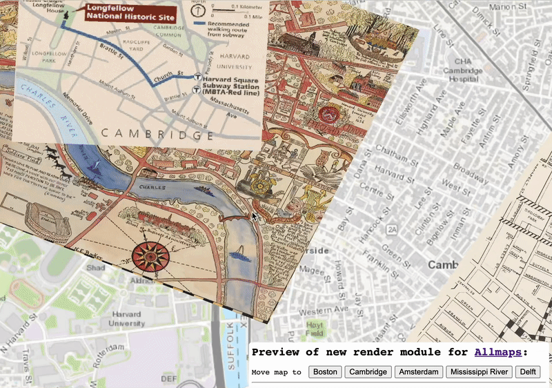 Demo of new Allmaps viewer that can load many maps of a single place at one time