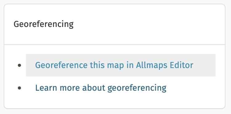The panel that dispalys georeferencing tools