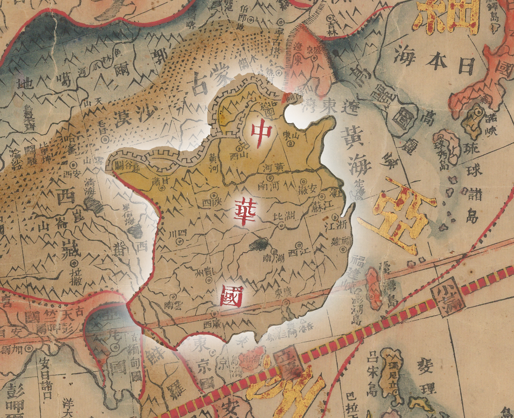 Detail of Qing China named on map
