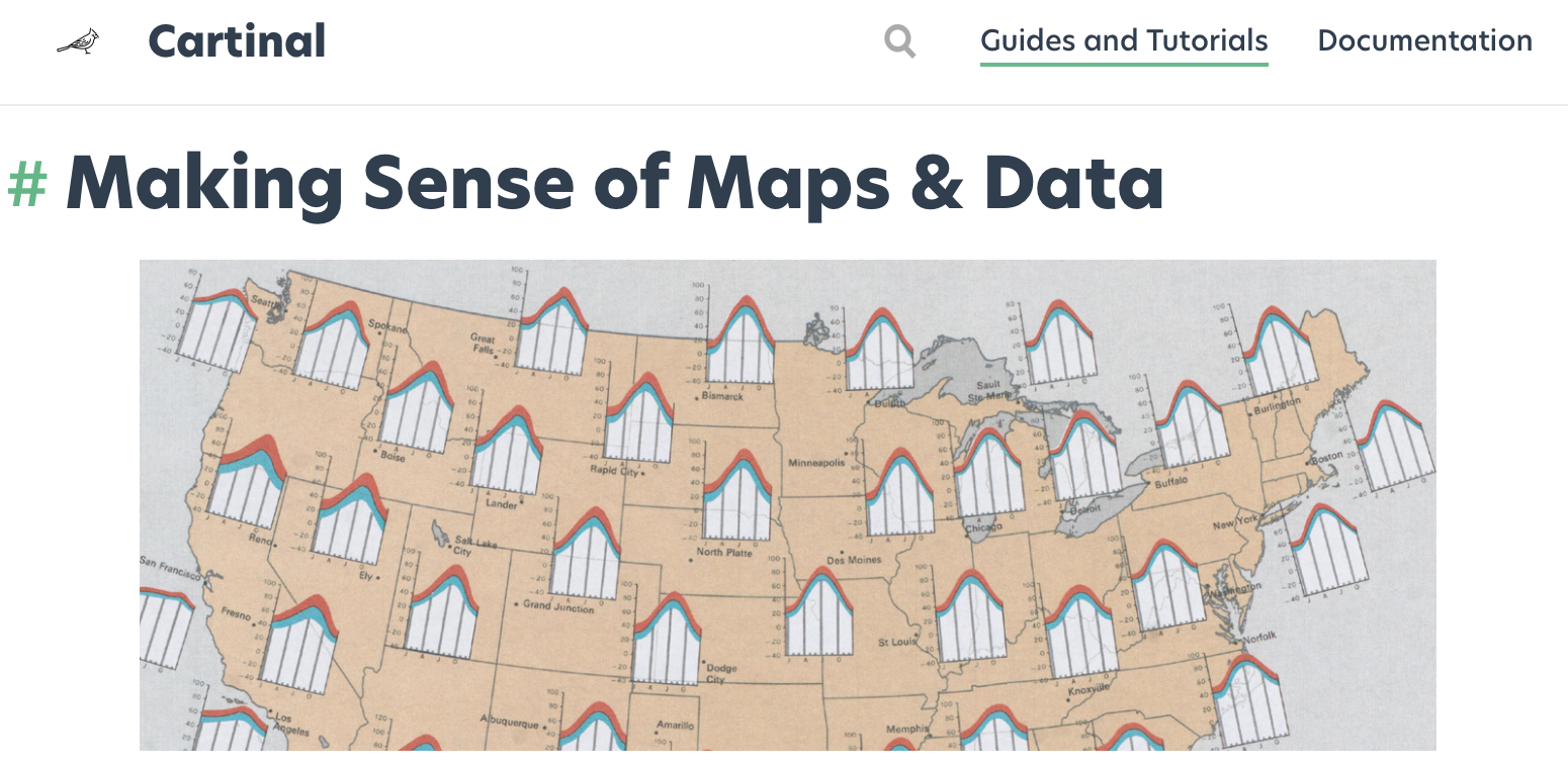 The digital coursebook for Making Sense of Maps &amp; Data in the Cartinal portal
