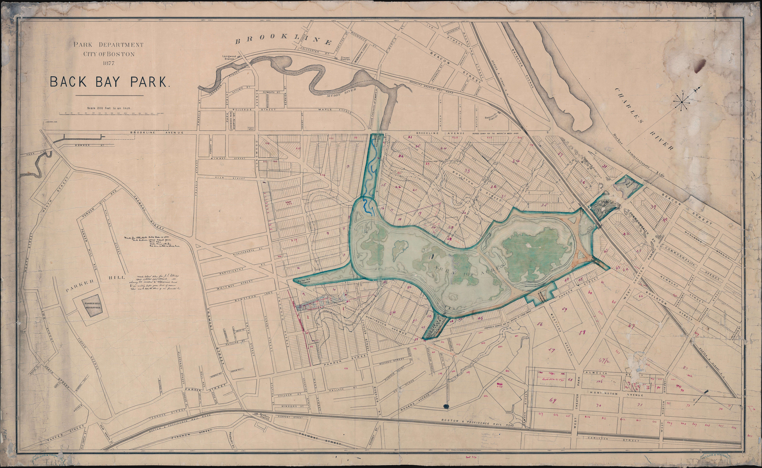 This 1880 planning map of Back Bay Park shows landscape designs that don&rsquo;t appear on any other maps of this period.