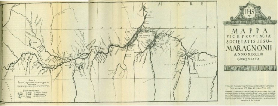 Facsimile map by Johann Nepomuk Szluha compiled in 1753, showing the misattribution assigned by Leite in 1943