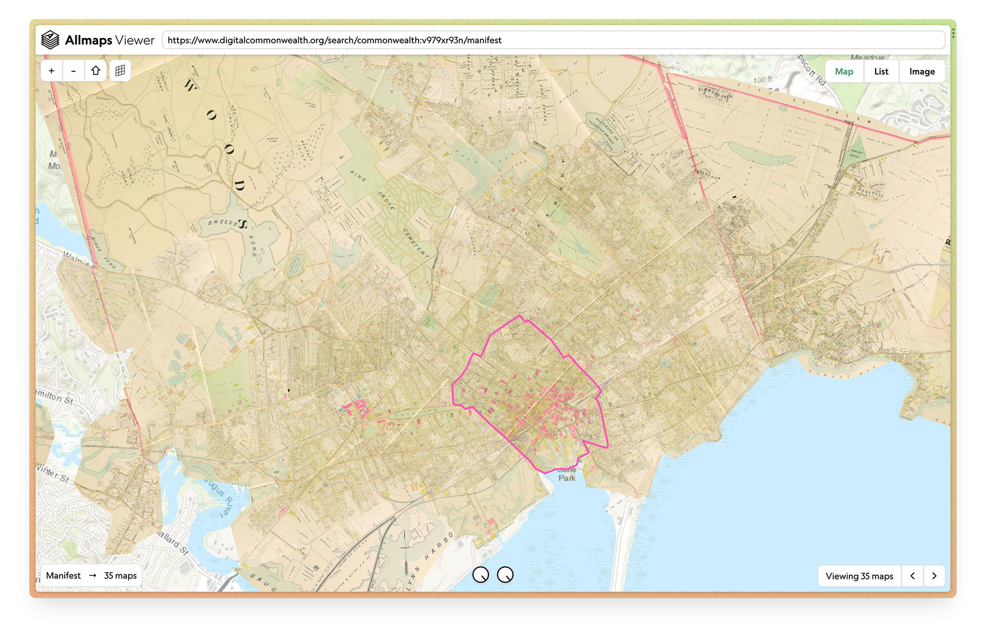 An LMEC atlas in the Allmaps Viewer application
