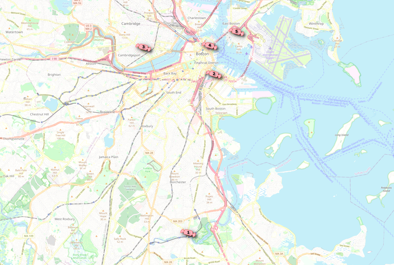 Here’s a map of our tour! All the buildings we visit today still stand, and you can go see them in real life. No promises that they’ll have out a bowl of candy, though.